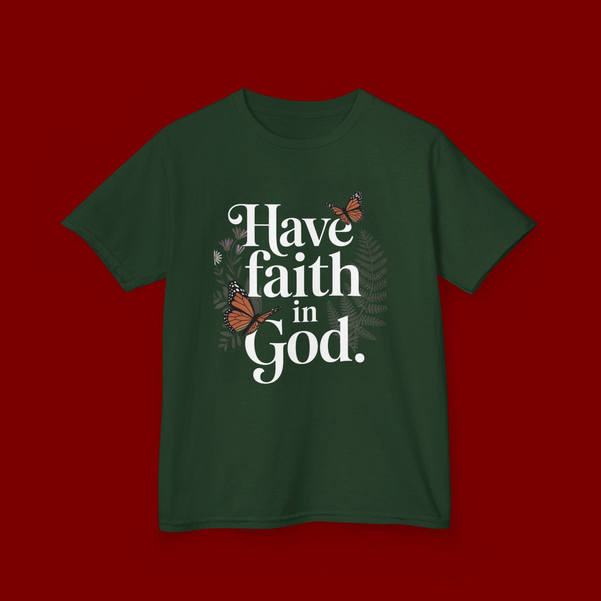 Kids Tee — "Have Faith in God" Floral Christian Youth T‑Shirt