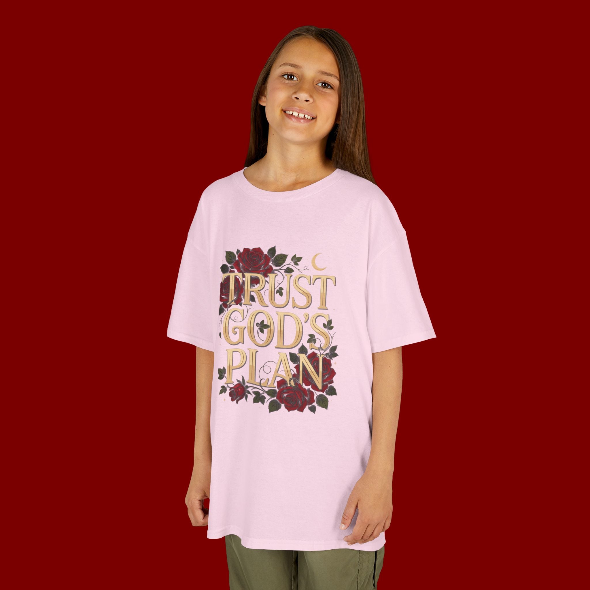 Kids Tee — "Trust God's Plan" Floral Faith T‑Shirt