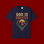 God Is Greater Mountain T-Shirt — Christian Faith Graphic Tee