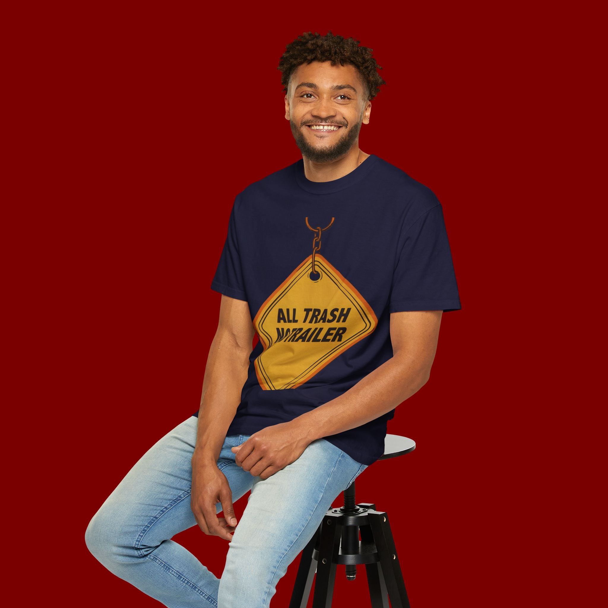 Funny Road Sign T-Shirt — "All Trash No Trailer" Graphic Tee