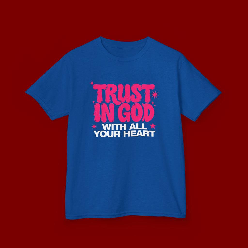 Kids Tee — "Trust in God" Pink Faith Graphic Shirt