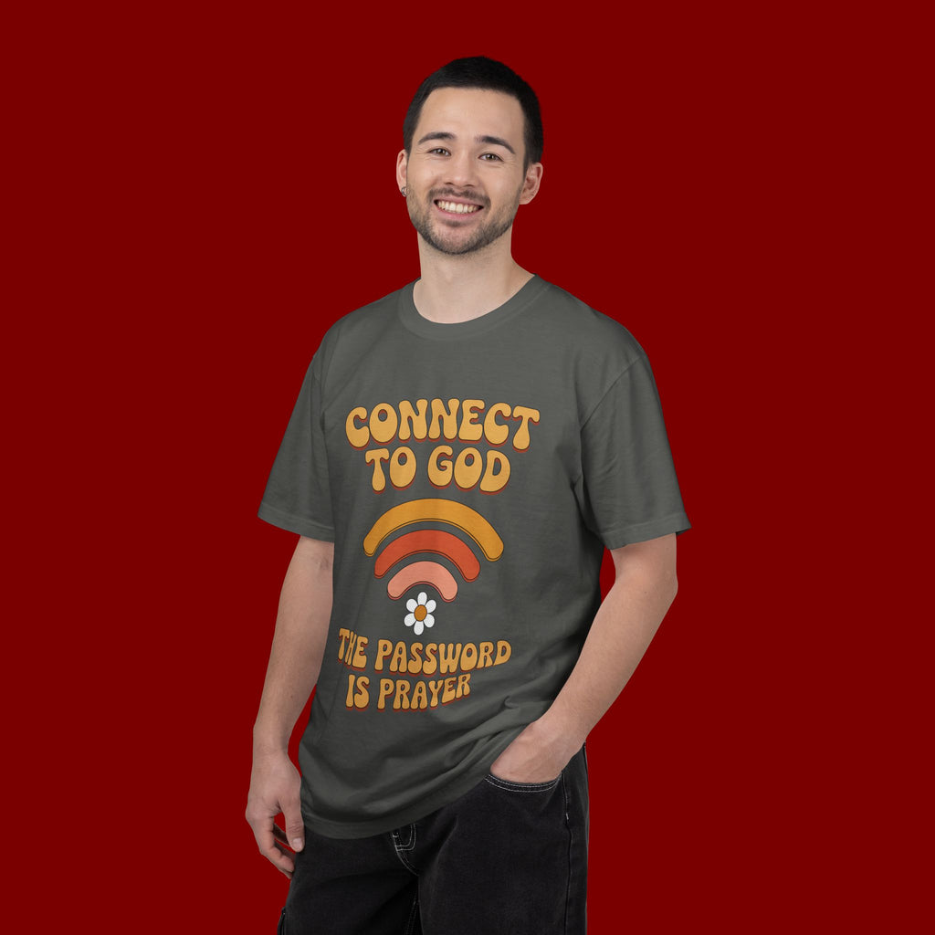 Connect to God T-Shirt — "The Password Is Prayer" Retro Faith Tee