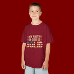 Kids Tee — "My Faith in God is Solid" Patriotic Christian T-Shirt