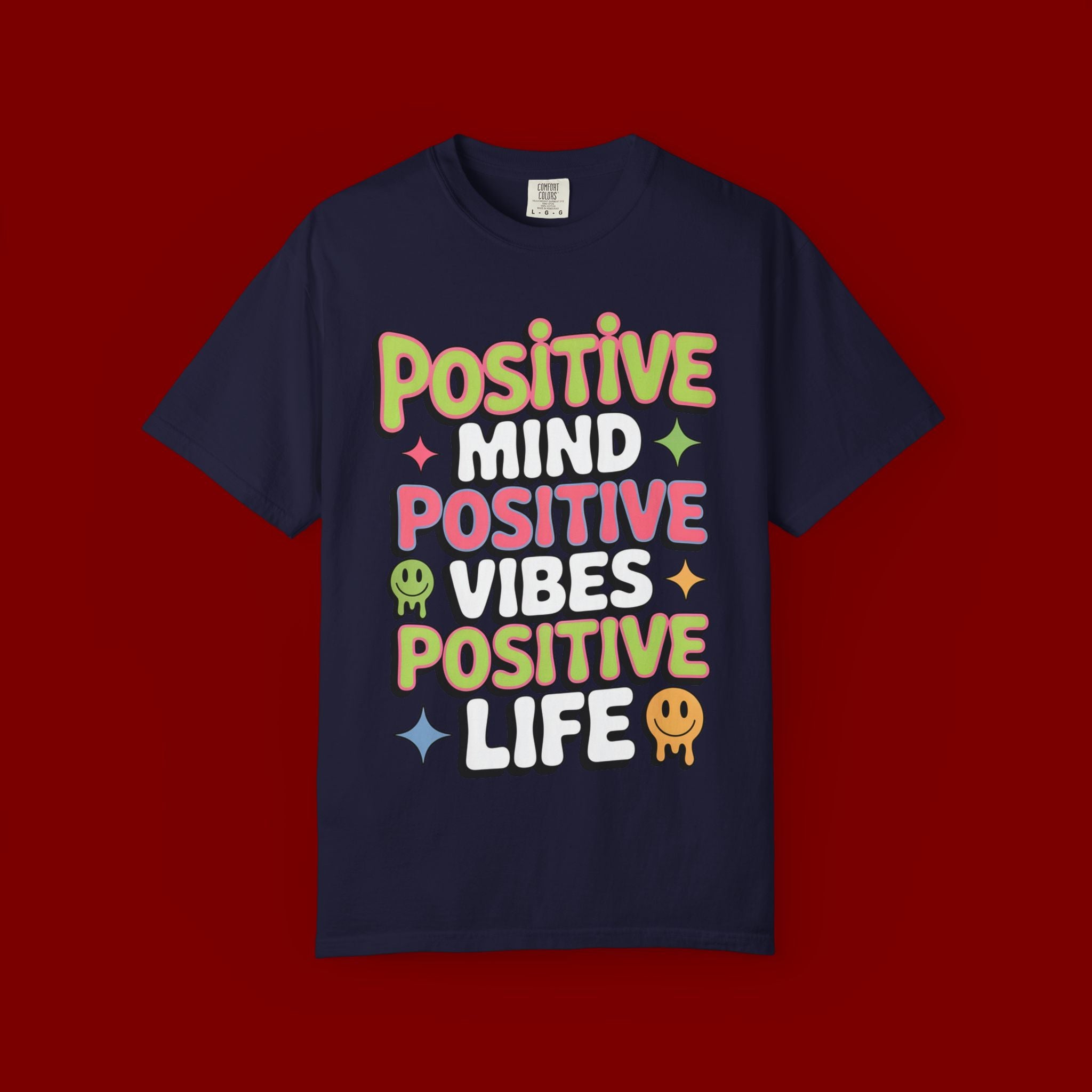Positive Mind Positive Vibes Positive Life T-Shirt — Retro Smile Graphic Tee