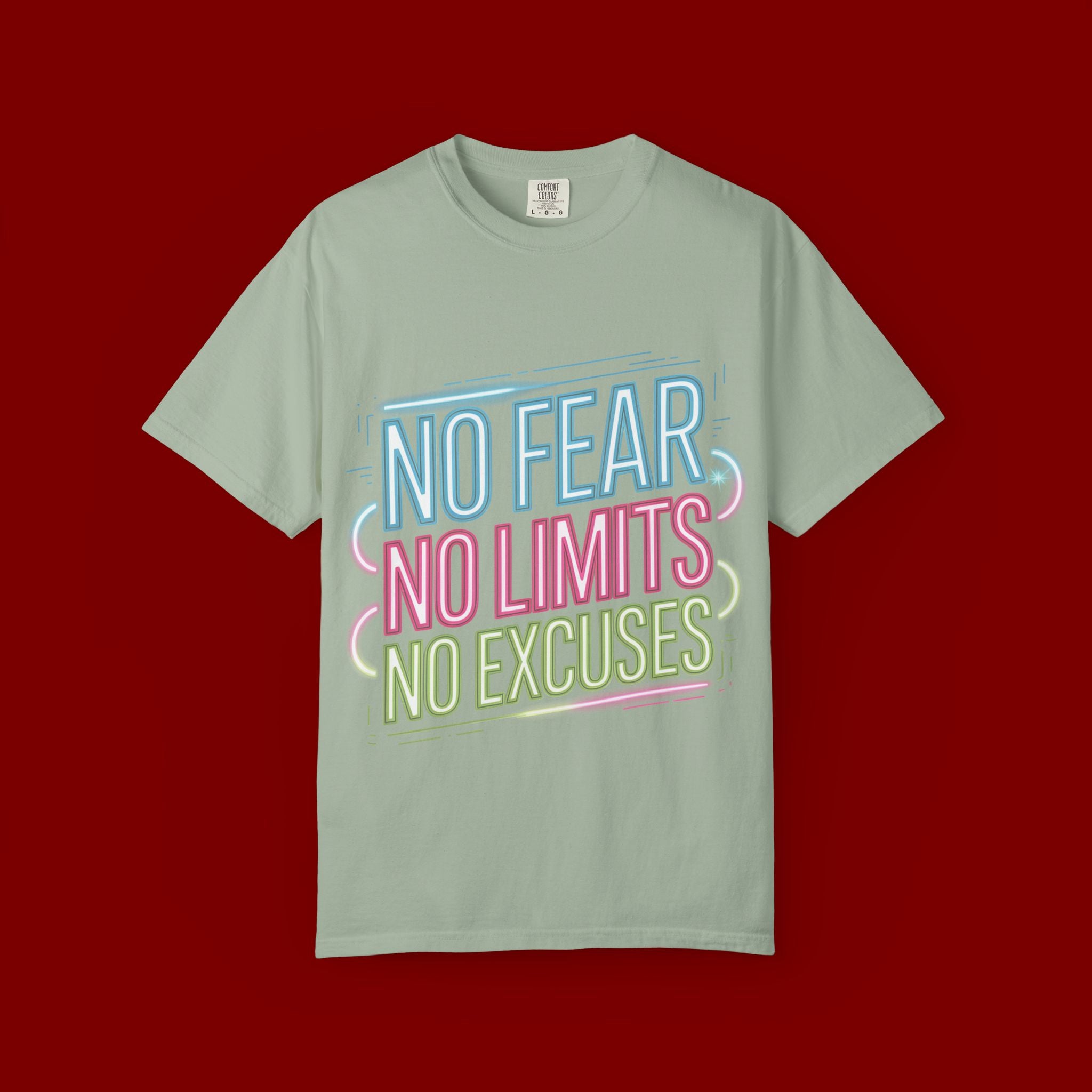 No Fear No Limits No Excuses Neon Graphic T-Shirt
