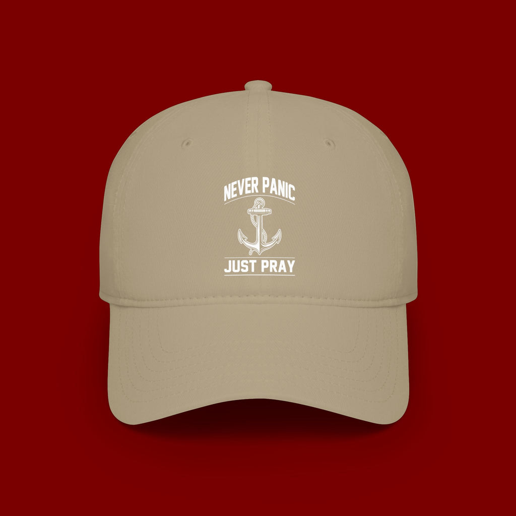 Never Panic Just Pray Anchor Baseball Cap — Faith-Inspired Low Profile Hat