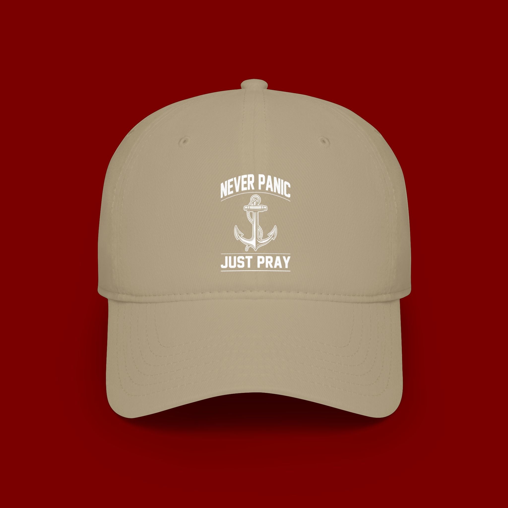 Never Panic Just Pray Anchor Baseball Cap — Faith-Inspired Low Profile Hat