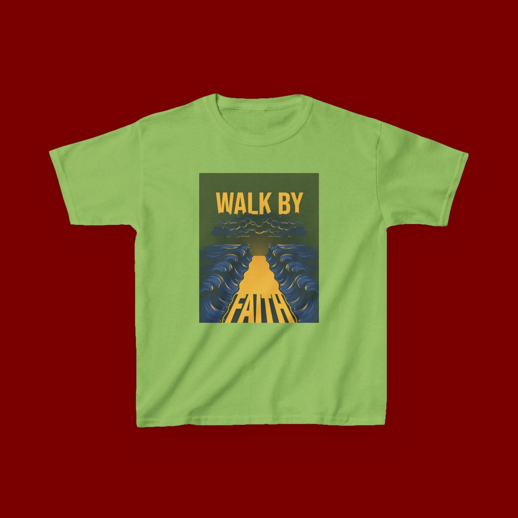 Kids T‑Shirt — "Walk By Faith" Inspirational Graphic Tee for Children