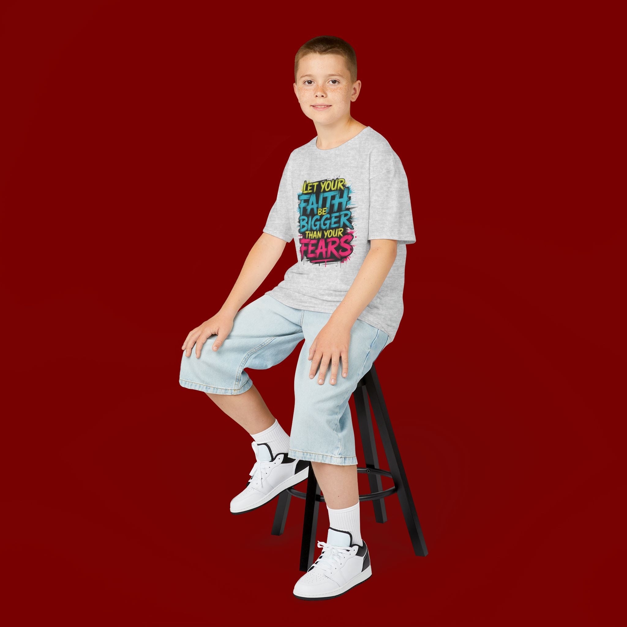 Kids Tee — "Let Your Faith Be Bigger Than Your Fears" Inspirational Graphic