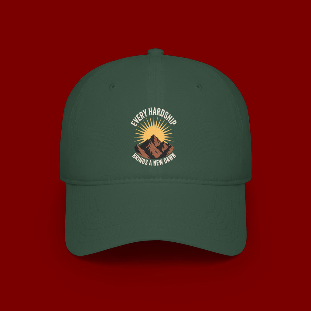 Low Profile Baseball Cap — 'Every Hardship Brings a New Dawn' Sunrise Mountain Embroidered Hat
