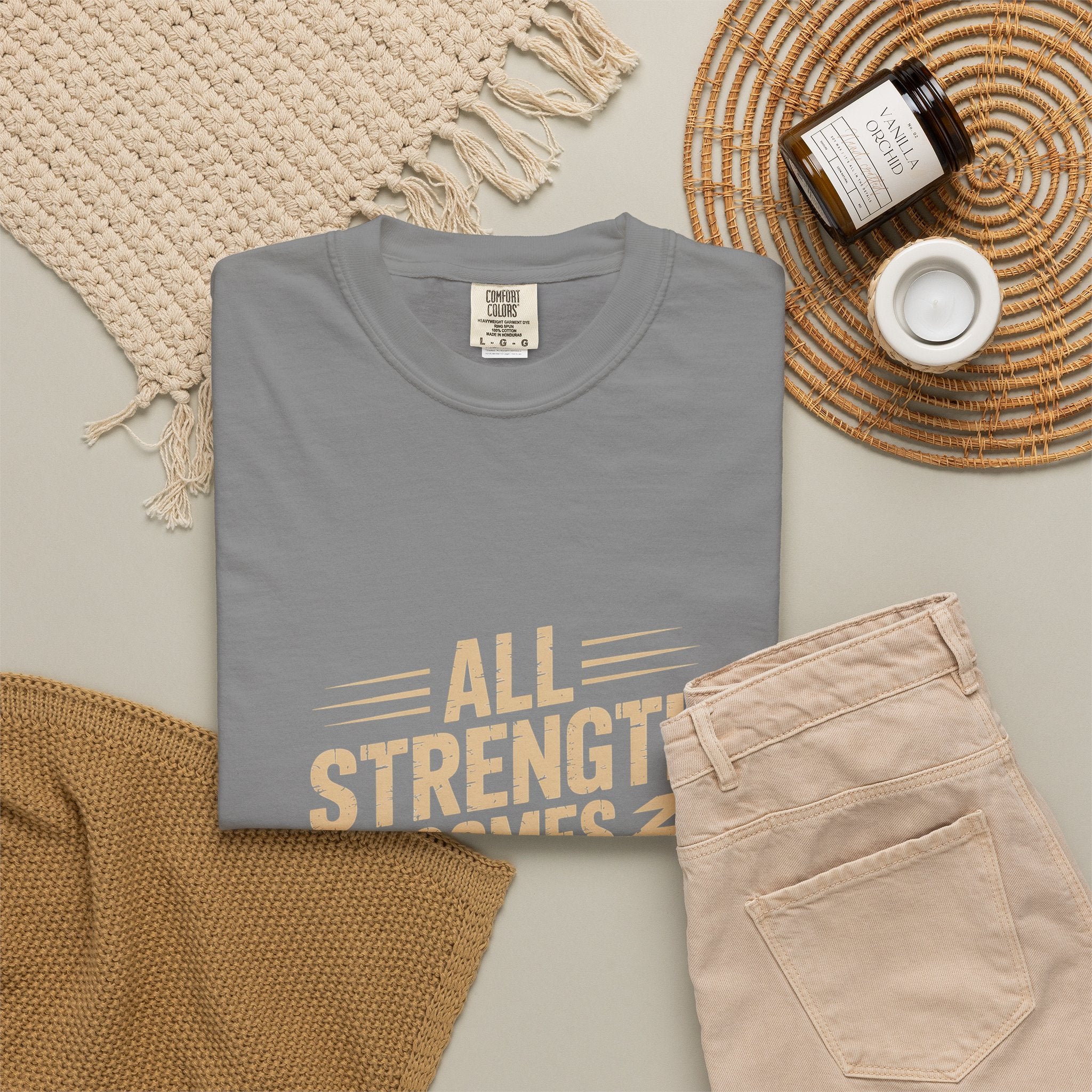 All Strength Comes From God T-Shirt — Christian Faith Graphic Tee