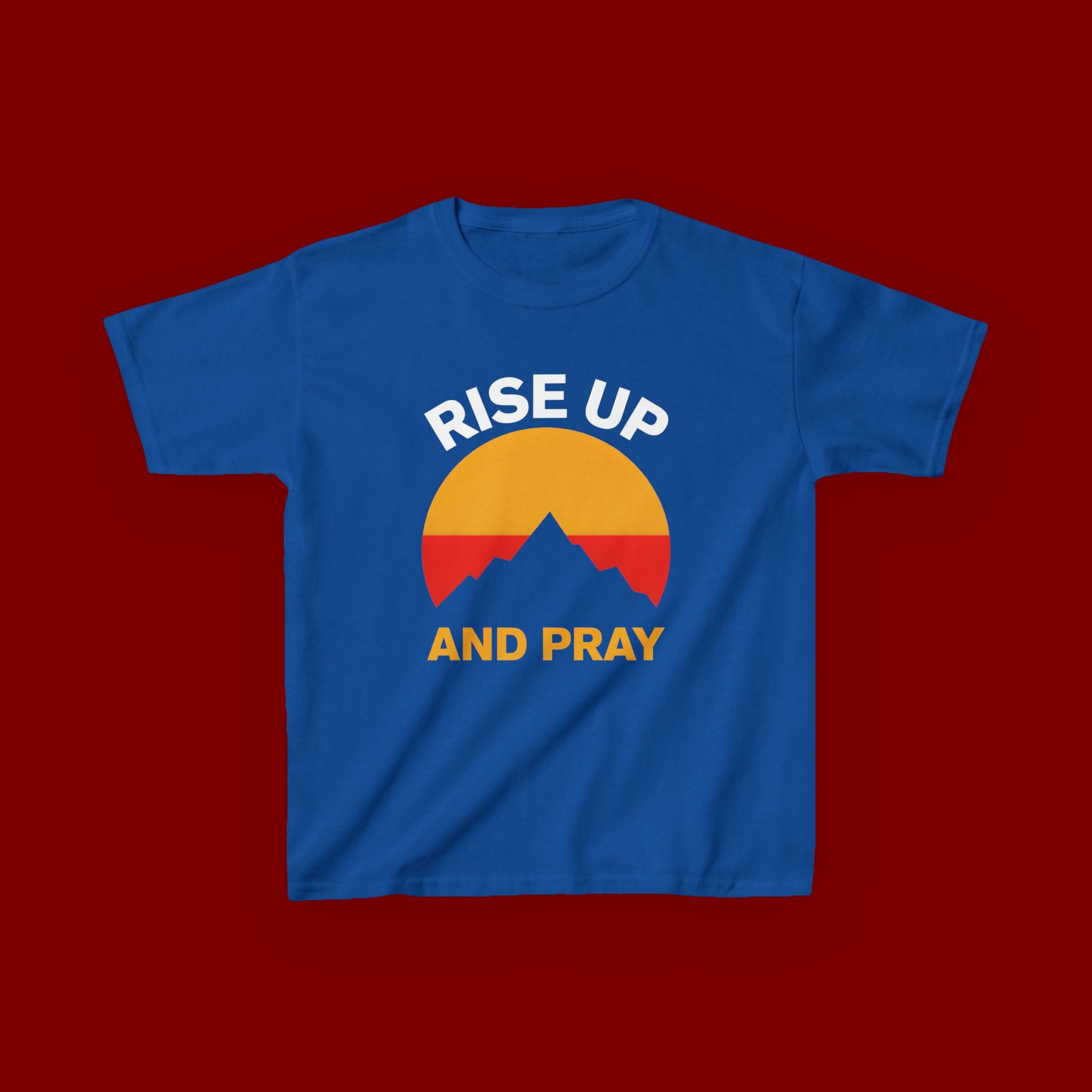 Kids Tee — "Rise Up and Pray" Mountain Sunrise Faith T‑Shirt