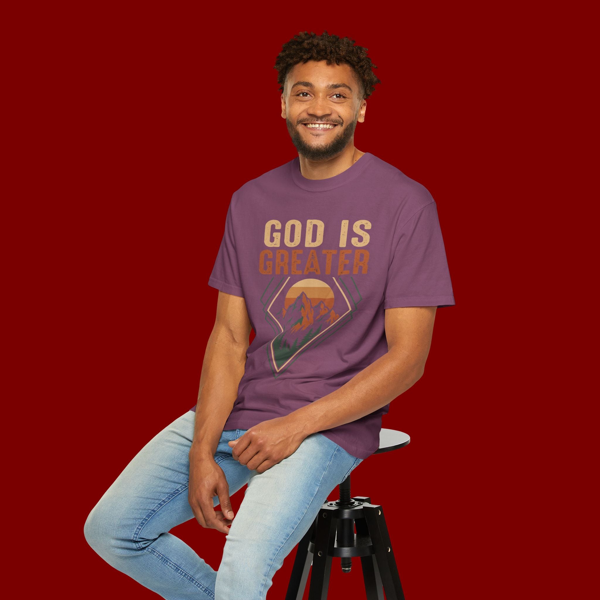 God Is Greater Mountain T-Shirt — Christian Faith Graphic Tee