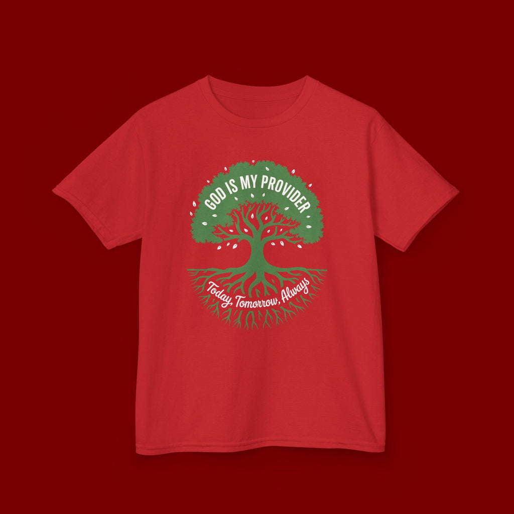 Kids Tee — "God Is My Provider" Tree of Faith Christian Shirt