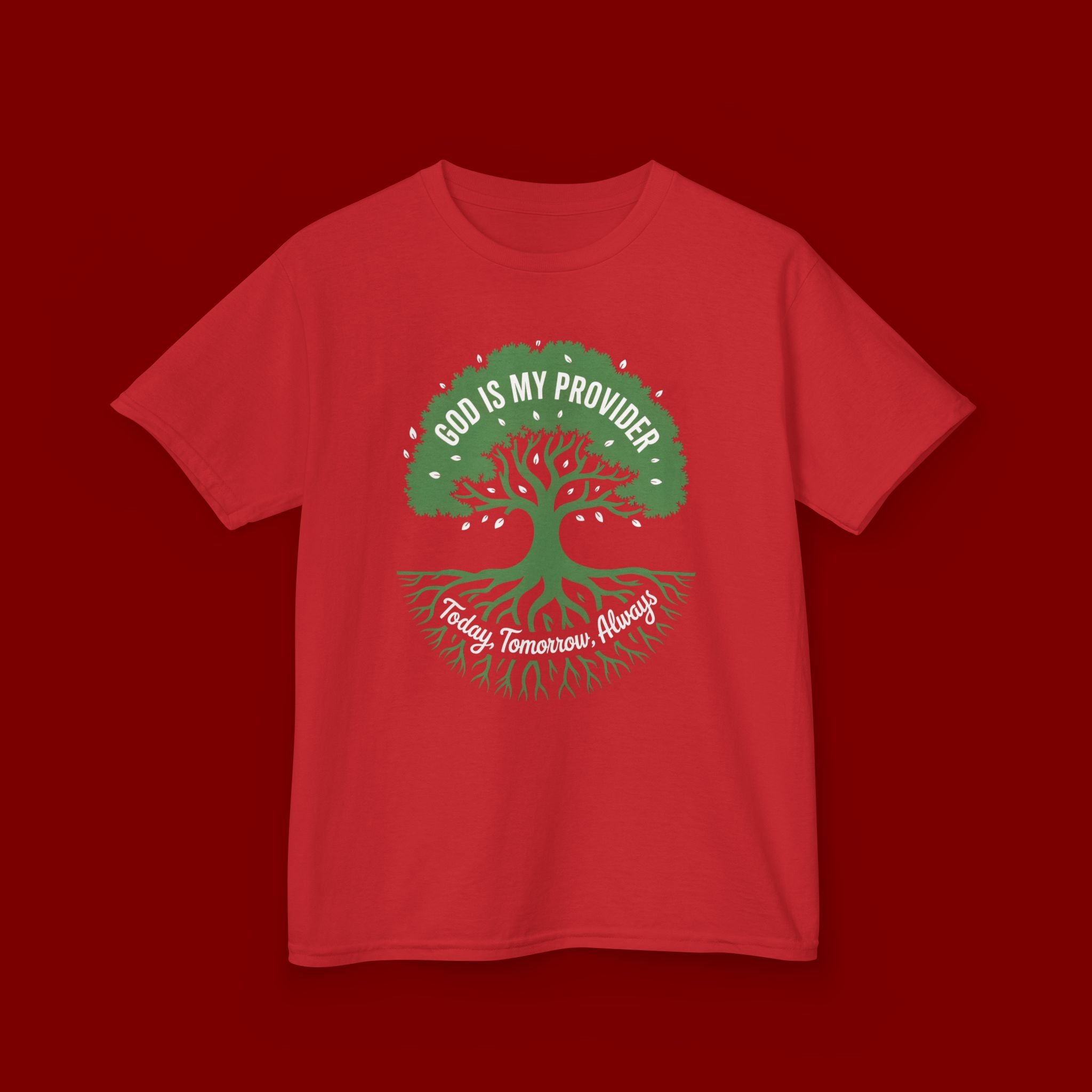 Kids Tee — "God Is My Provider" Tree of Faith Christian Shirt