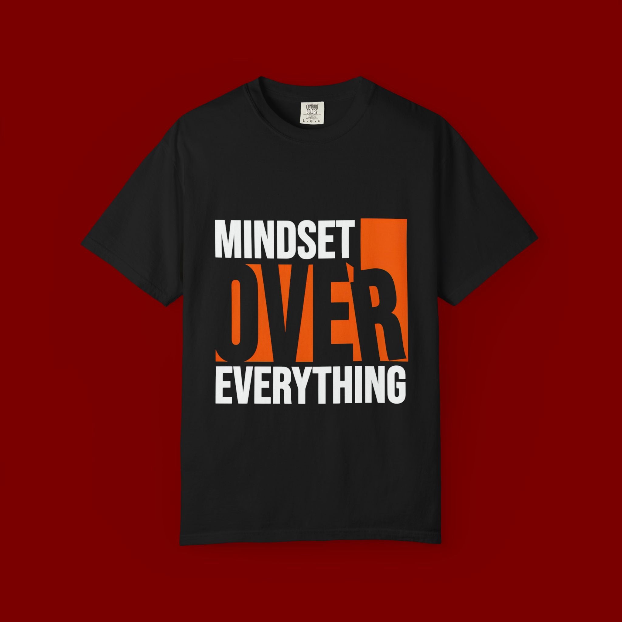 OVER Block Graphic T-Shirt — Bold Orange Minimalist Tee