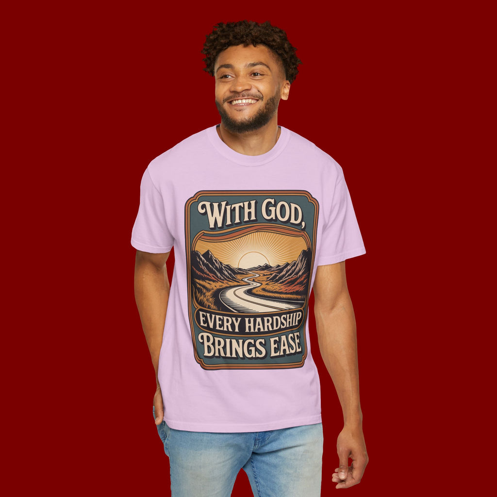 Inspirational Graphic T-Shirt — "With God, Every Hardship Brings Ease"
