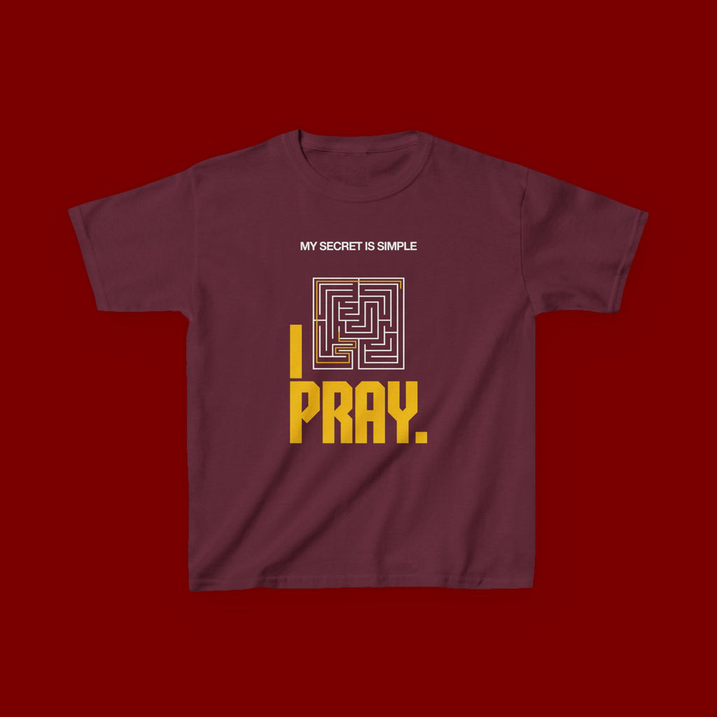 Kids Tee — "My Secret Is Simple: I Pray." Maze Faith T‑Shirt
