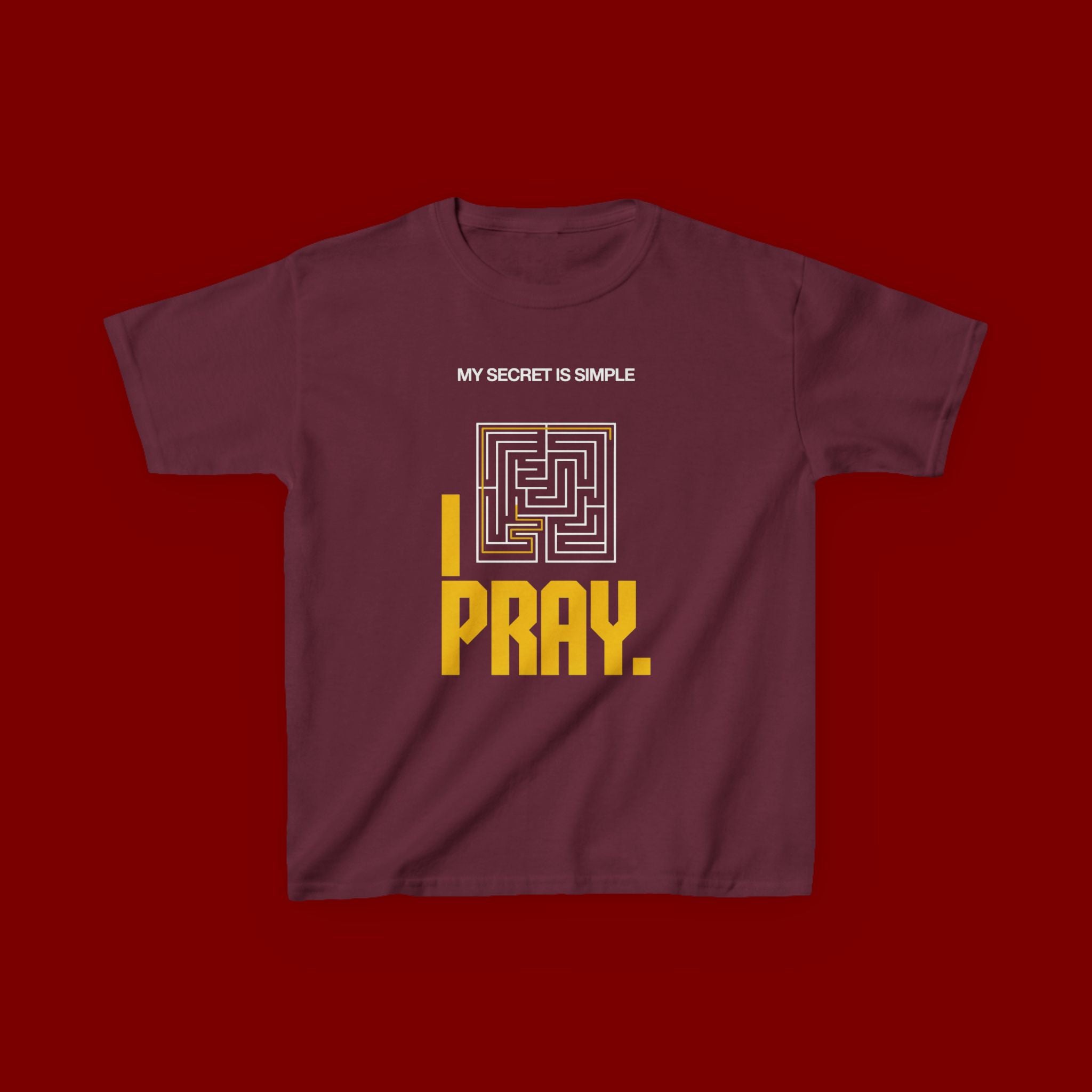 Kids Tee — "My Secret Is Simple: I Pray." Maze Faith T‑Shirt