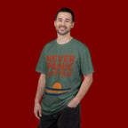 Never Panic Just Pray T‑Shirt — Retro Sunset Faith Tee