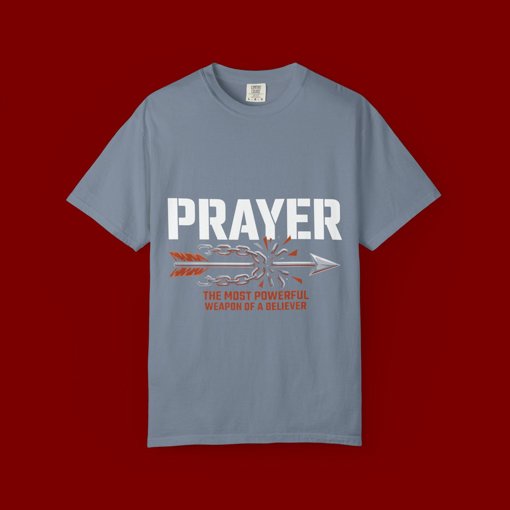 Prayer T-Shirt — Faith Arrow Graphic Tee ("Prayer: The Most Powerful Weapon")