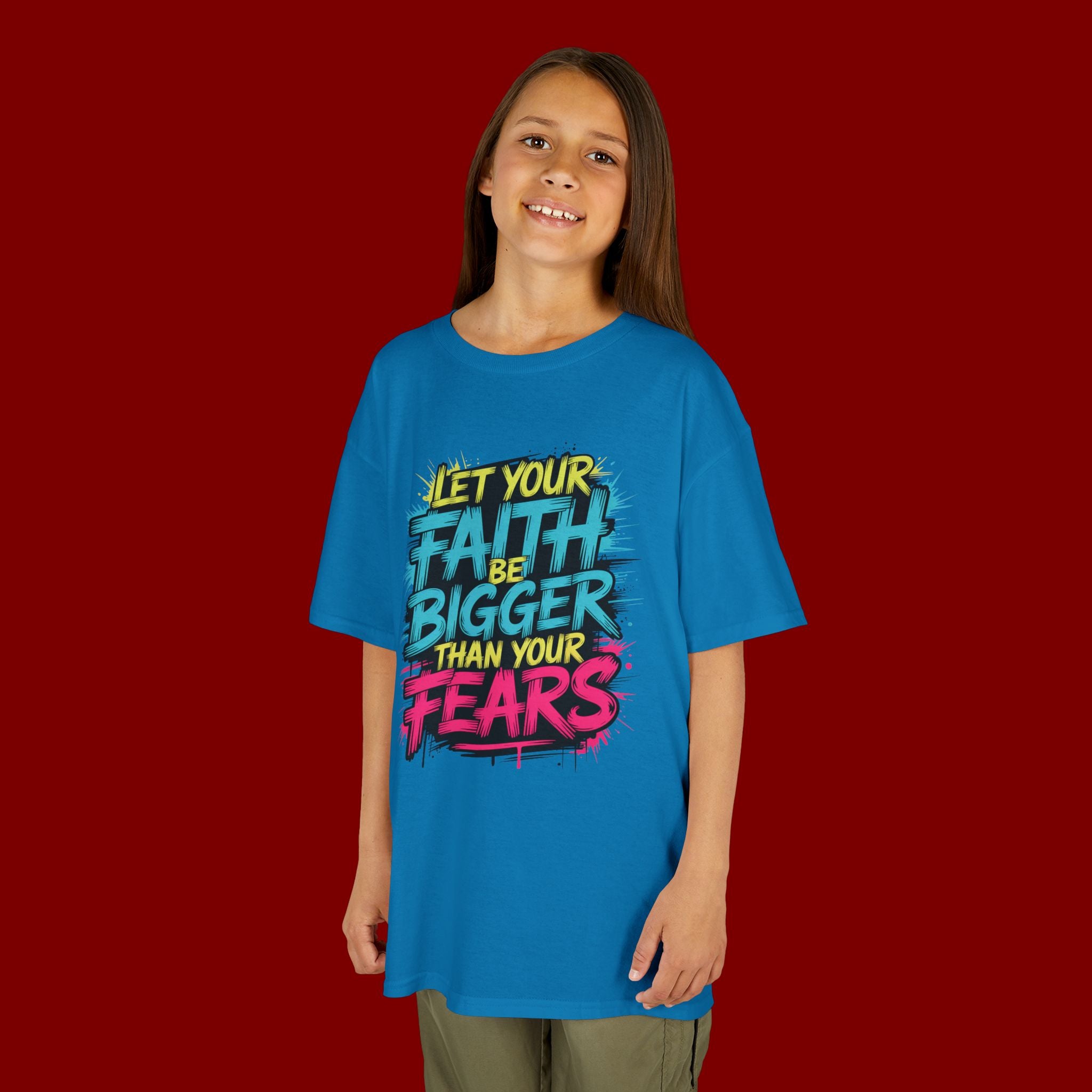 Kids Tee — "Let Your Faith Be Bigger Than Your Fears" Inspirational Graphic