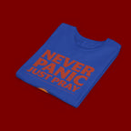 Youth Tee — "Never Panic Just Pray" Retro Sunset Kids T-Shirt