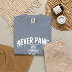 T-Shirt — "Never Panic Just Pray" Anchor Christian Faith Tee