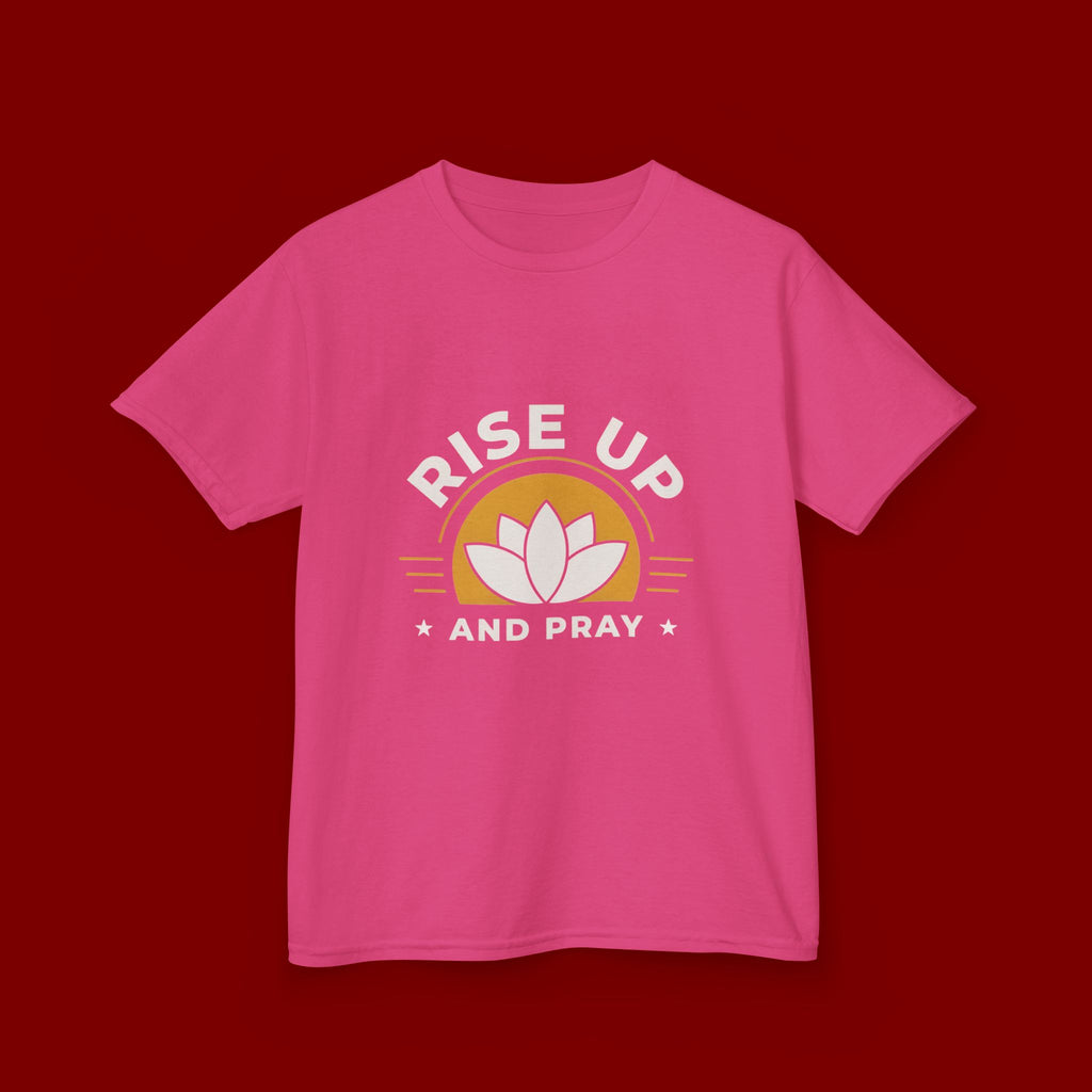 Kids T-Shirt - "Rise Up and Pray" Inspirational Christian Tee for Children