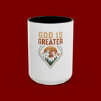 God Is Greater Mountain Coffee Mug — Inspirational Christian Accent Mug