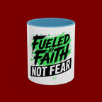 Accent Coffee Mug — "Fueled by Faith Not Fear" Inspirational Ceramic Mug (11/15 oz)