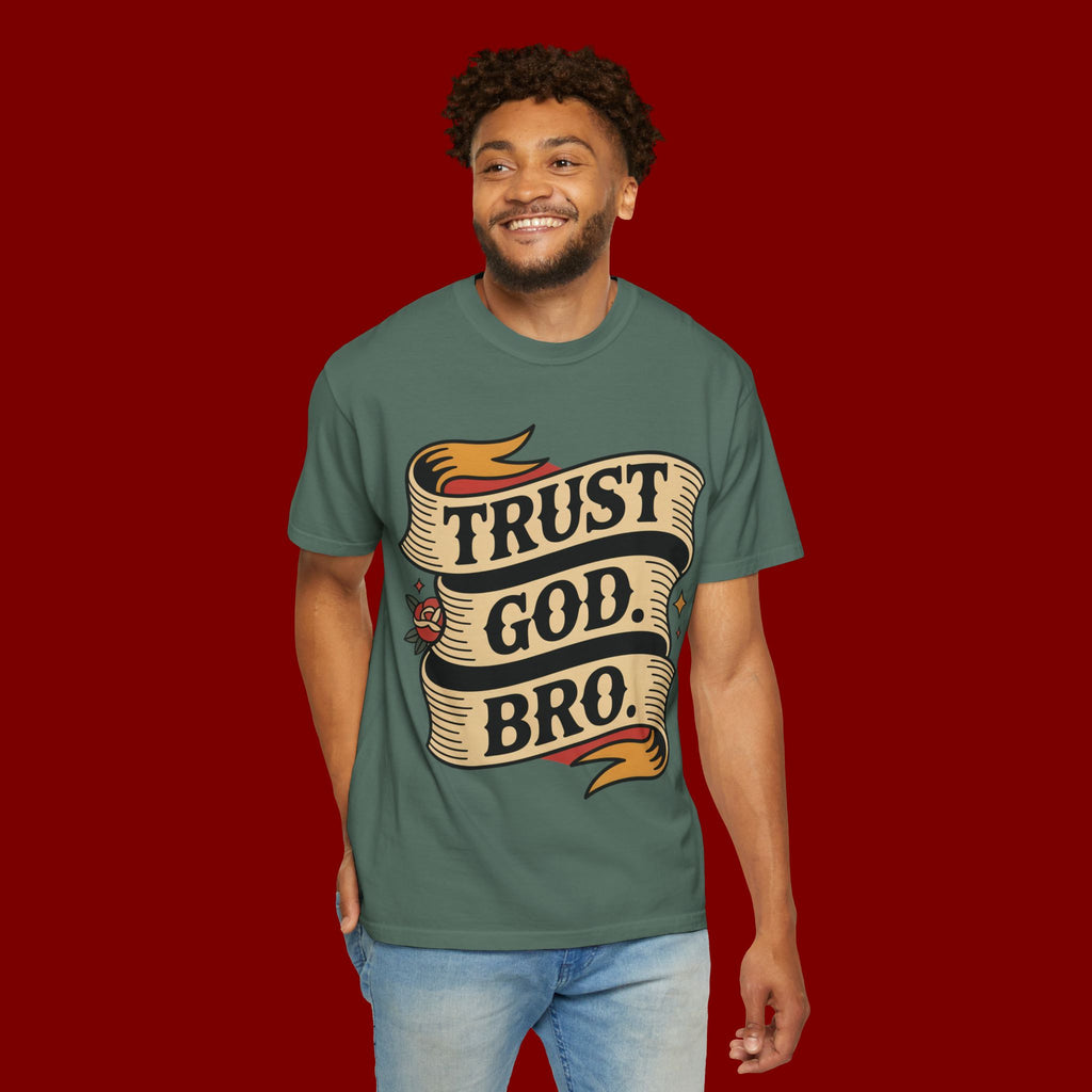 Trust God, Bro T-Shirt — Retro Ribbon Faith Tee