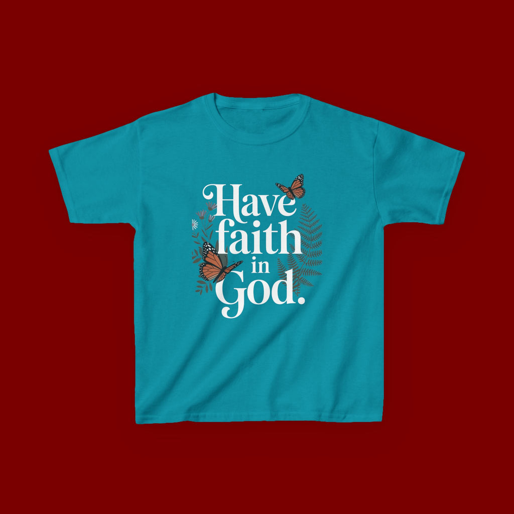 Kids Tee — "Have Faith in God" Floral Christian Youth T‑Shirt