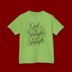 Kids T‑Shirt — "God Will Add Strength to Your Strength" Inspirational Faith Tee