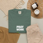 Pray Work, Trust God T-Shirt — Faith Gardening Inspirational Tee