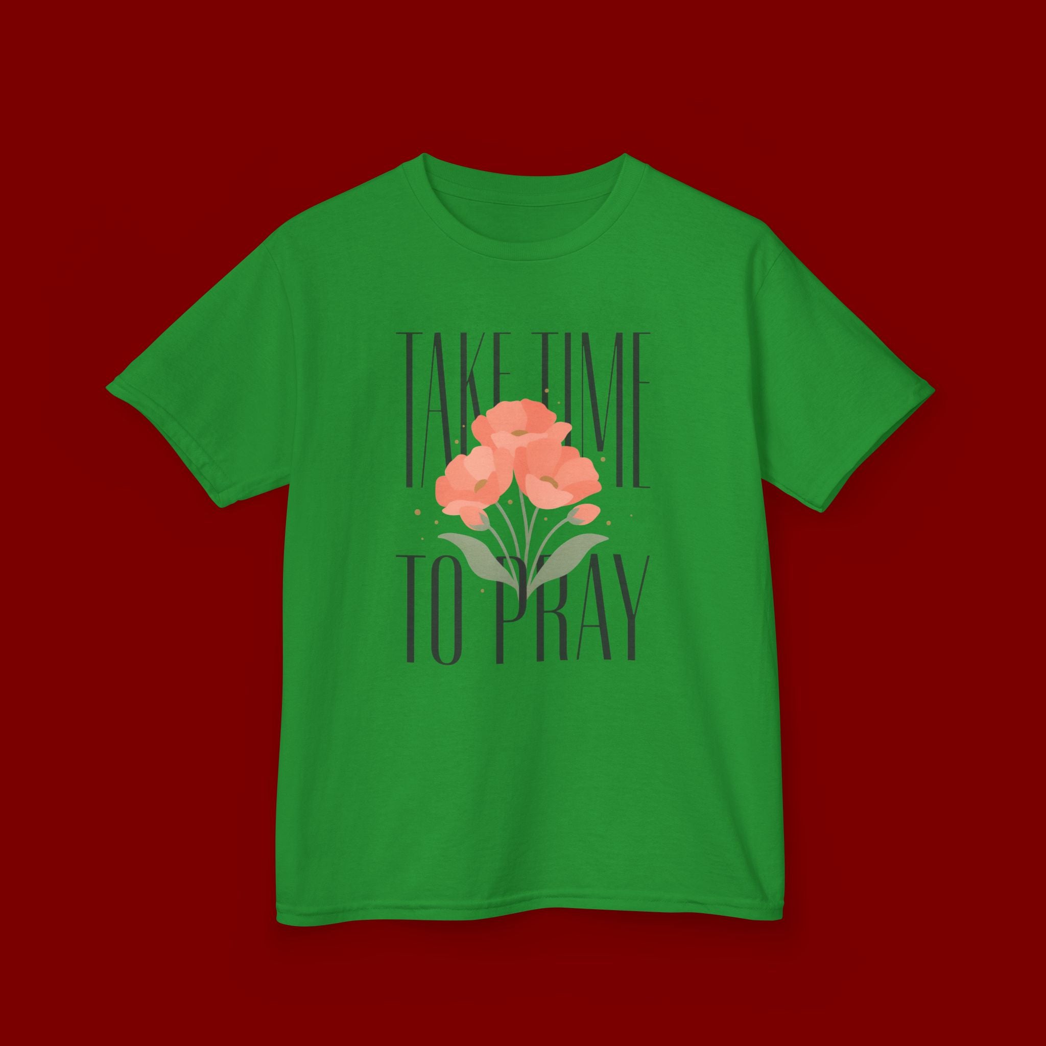 Kids Tee — "Take Time to Pray" Floral Christian Shirt
