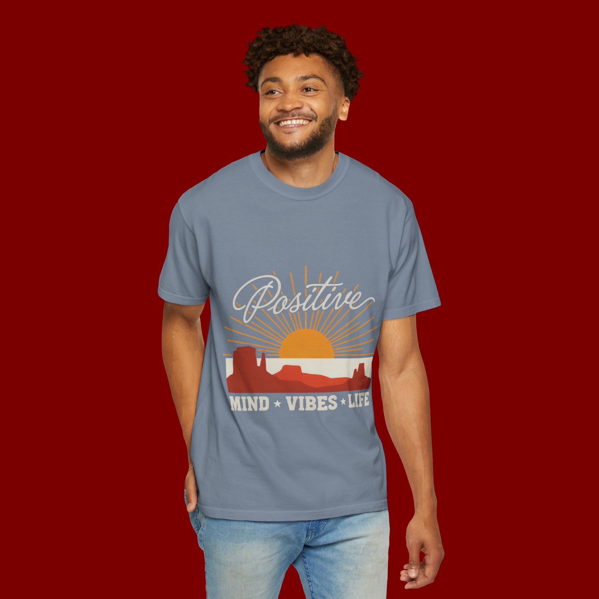 Positive Sunset T-Shirt — "Positive" Mind • Vibes • Life Motivational Tee