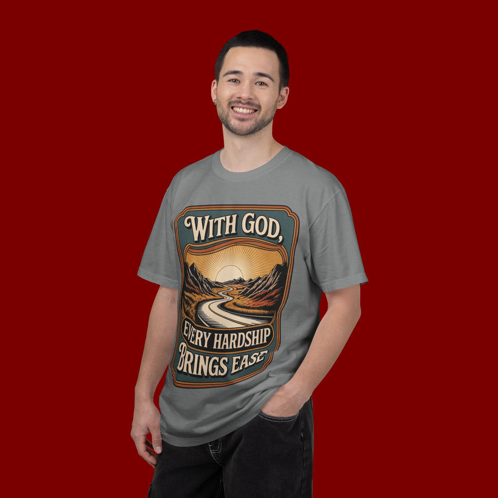 Inspirational Graphic T-Shirt — "With God, Every Hardship Brings Ease"