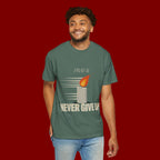 Pray & Never Give Up T‑Shirt — Inspirational Candle Faith Tee