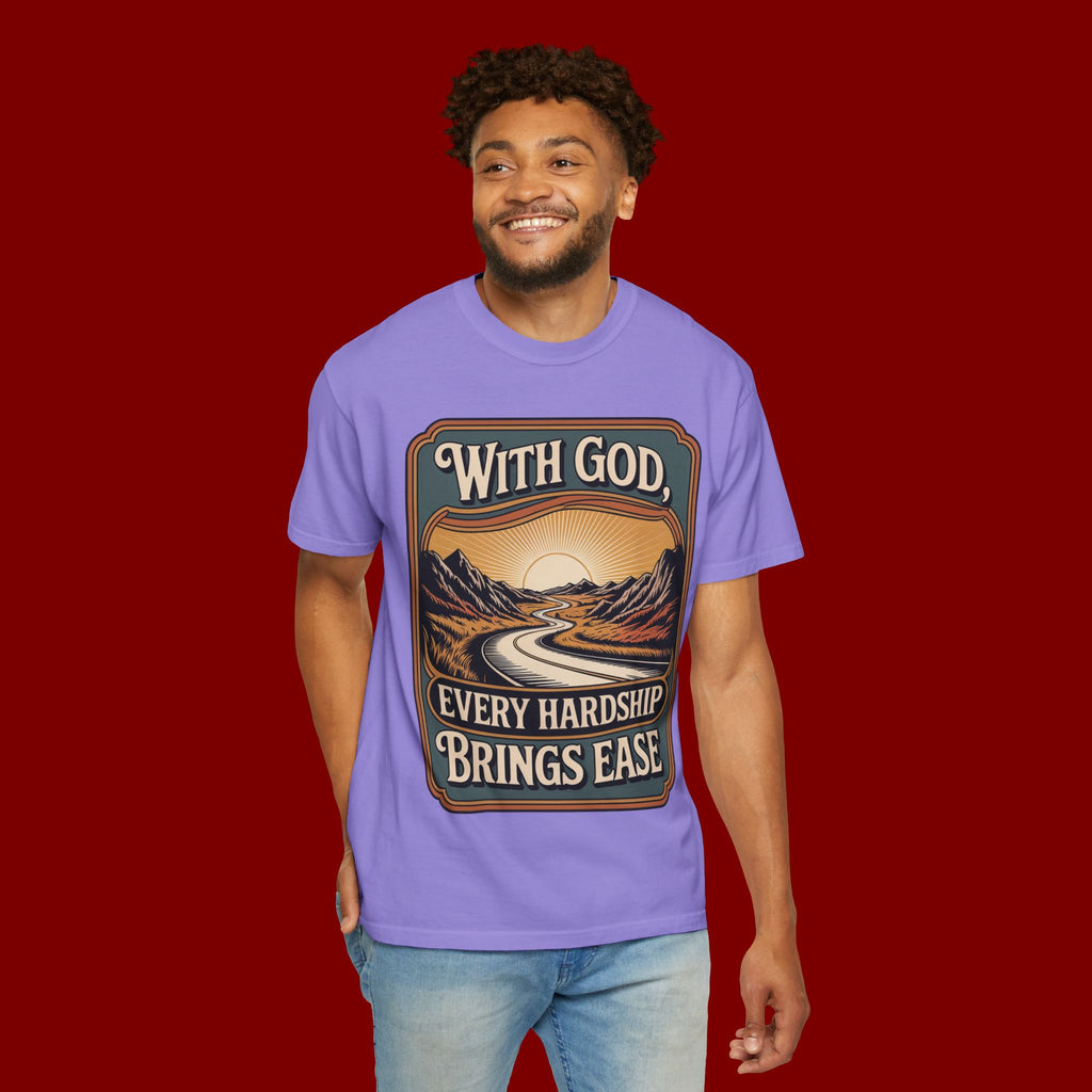 Inspirational Graphic T-Shirt — "With God, Every Hardship Brings Ease"