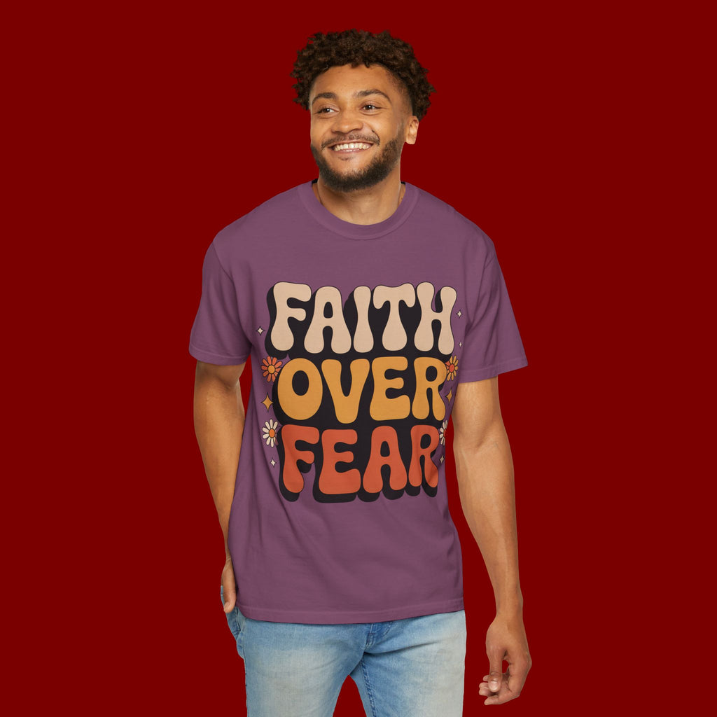 Faith Over Fear T‑Shirt — Retro Floral Inspirational Tee