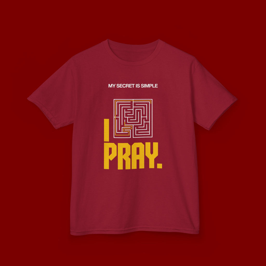 Kids Tee — "My Secret Is Simple: I Pray." Maze Faith T‑Shirt