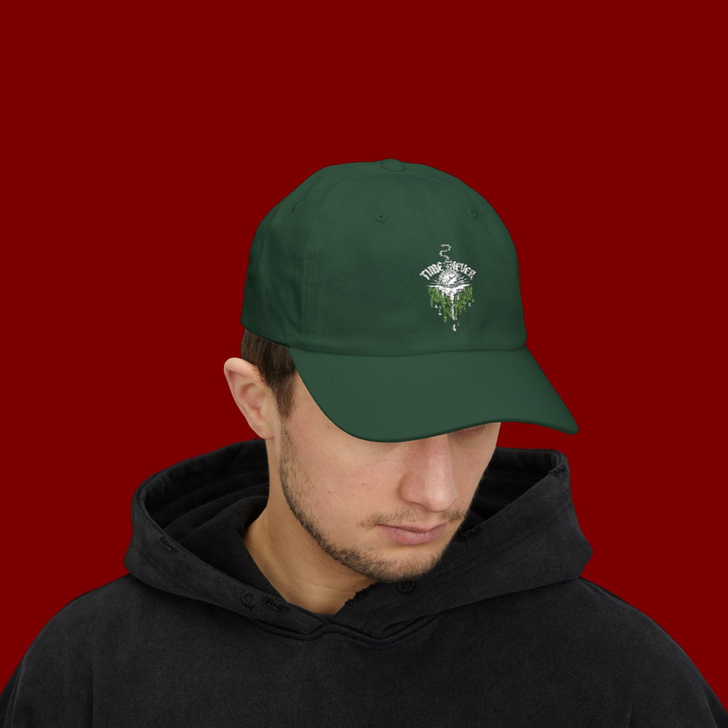 Dad Cap — Minimal Green Plant Drip Embroidered Hat