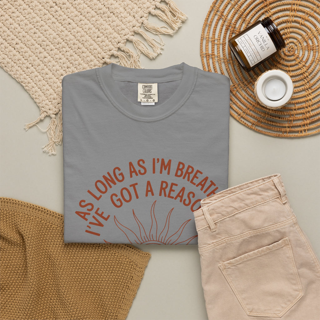 Praise the Lord T-Shirt — Christian Faith Tee with 'As Long As I'm Breathing I've Got a Reason to Praise the Lord' Design