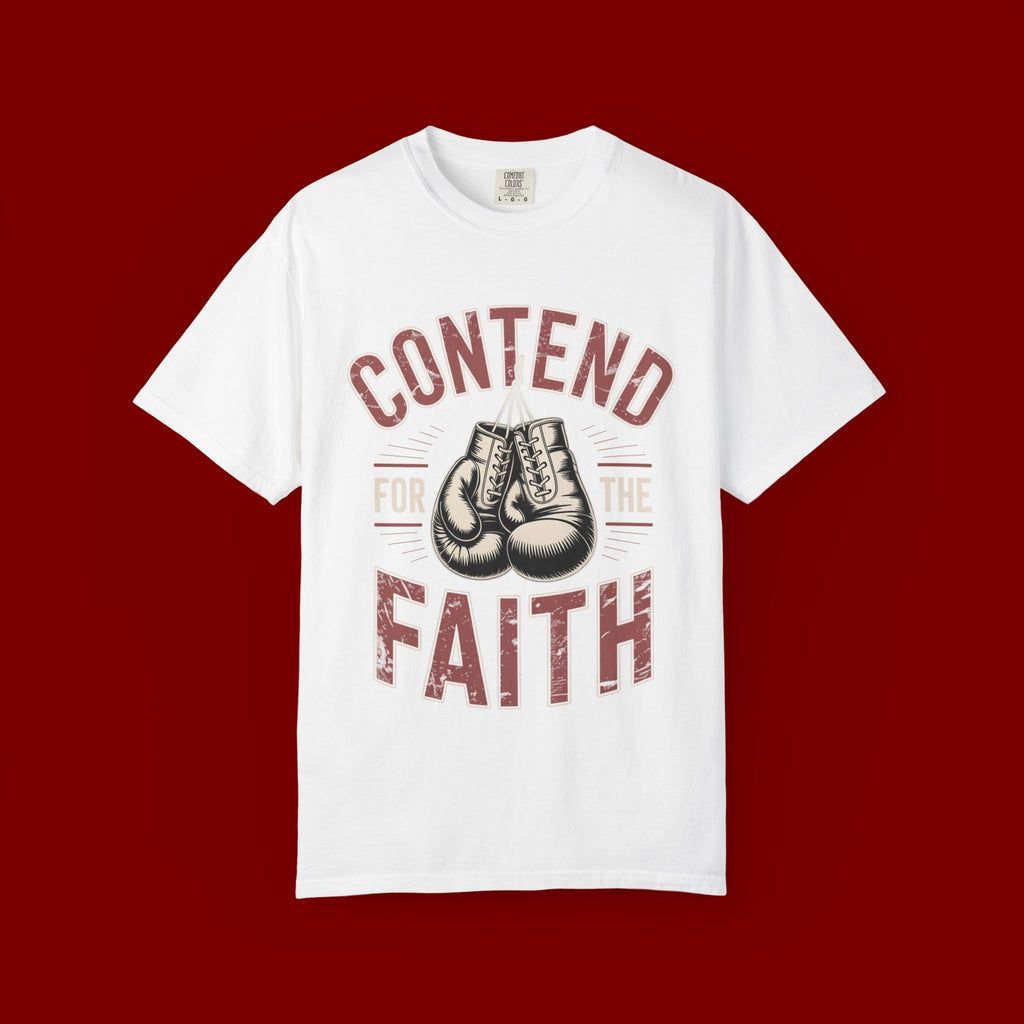 Contend for the Faith T-Shirt — Vintage Boxing Gloves Christian Tee