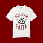 Contend for the Faith T-Shirt — Vintage Boxing Gloves Christian Tee