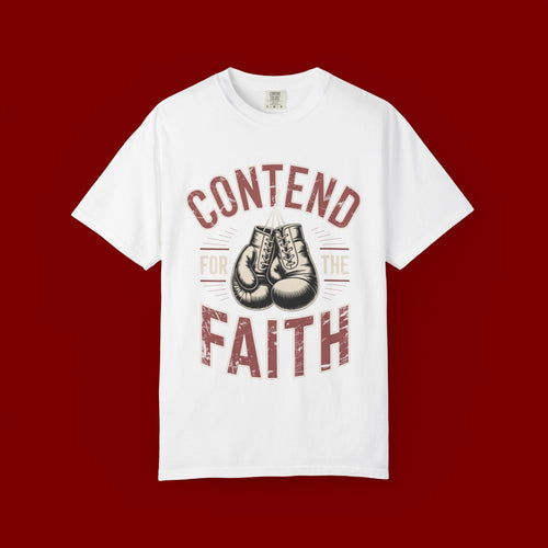 Contend for the Faith T-Shirt — Vintage Boxing Gloves Christian Tee