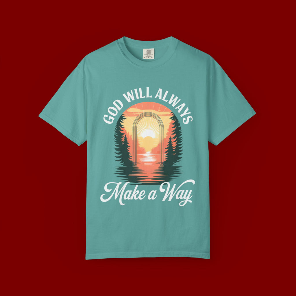 Make a Way Christian T-Shirt — 'God Will Always Make a Way' Sunset Faith Tee