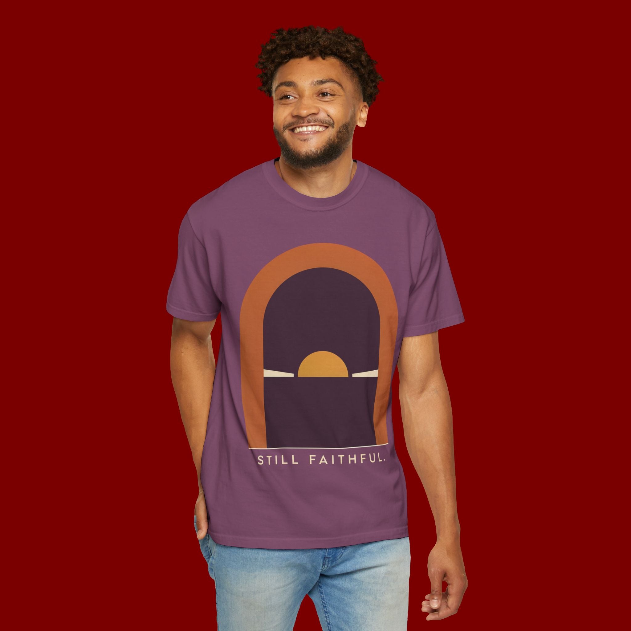 Still Faithful Sunset T-Shirt — Minimal Christian Graphic Tee