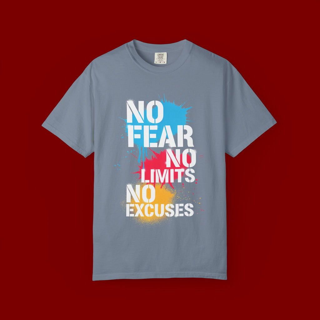 No Fear No Limits No Excuses T-Shirt — Motivational Graphic Tee
